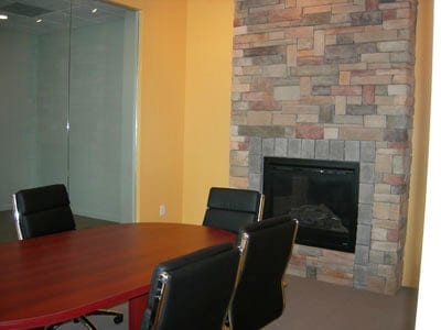 Brick accents, office furniture, Boston, MA
