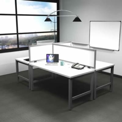 3 Person Desking Unit with Privacy Screens