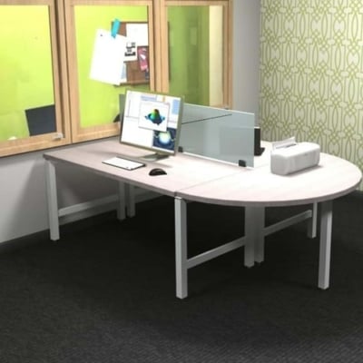 2 Person Desking Unit with Glass Screens