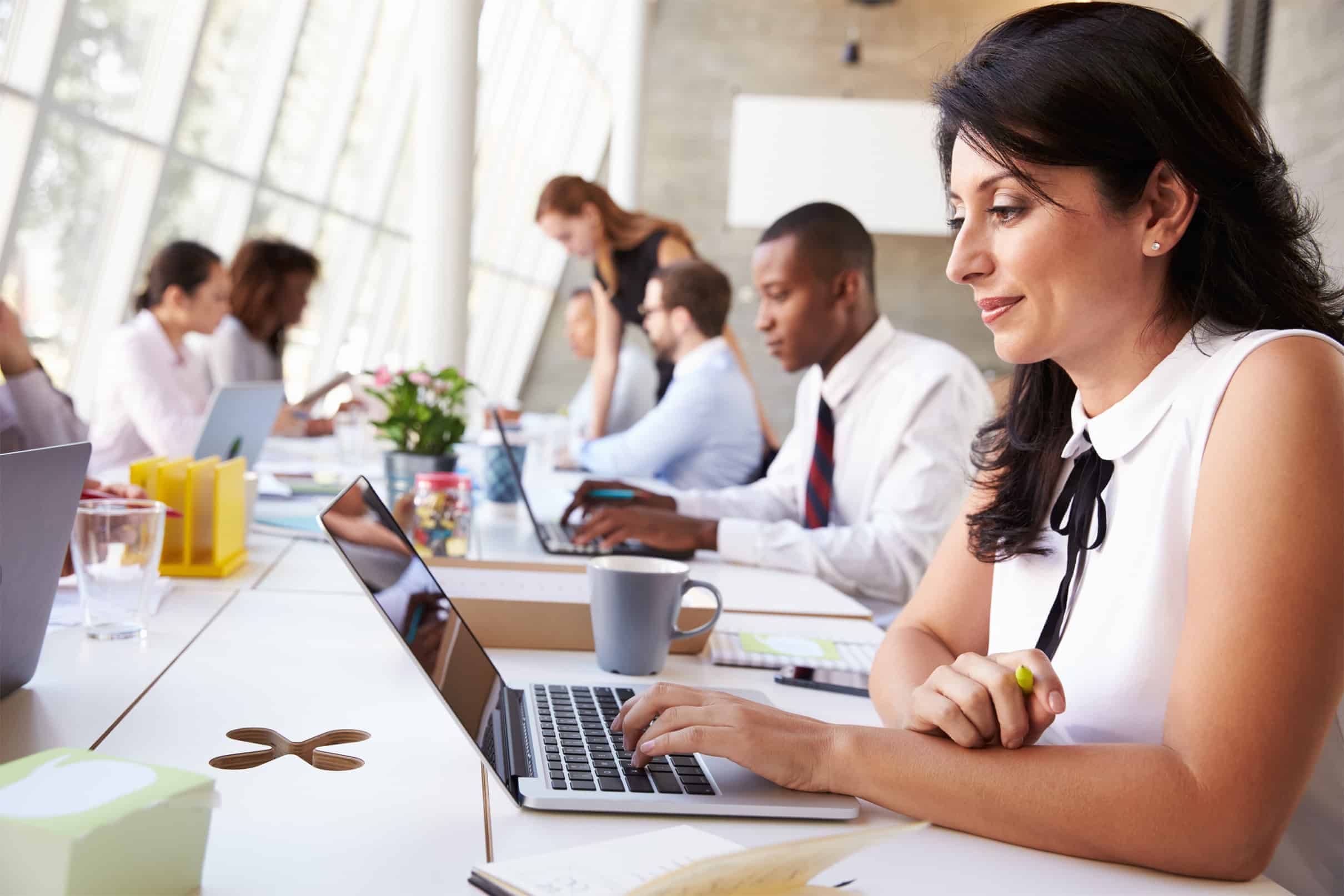 Woman working at laptop