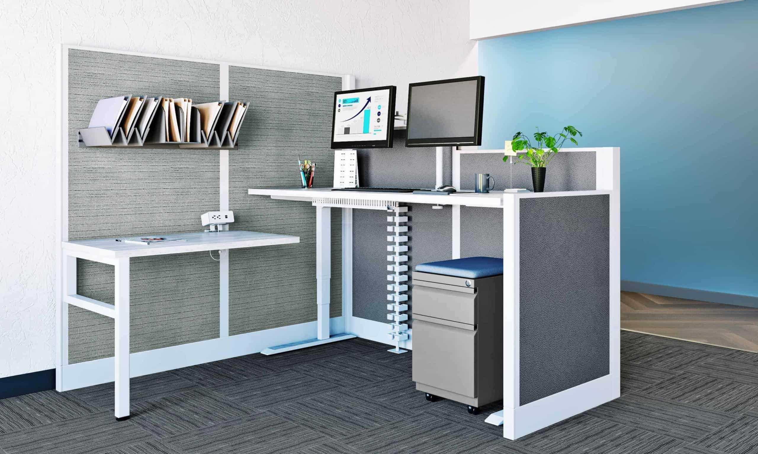4 Person Height Adjustable Workstation