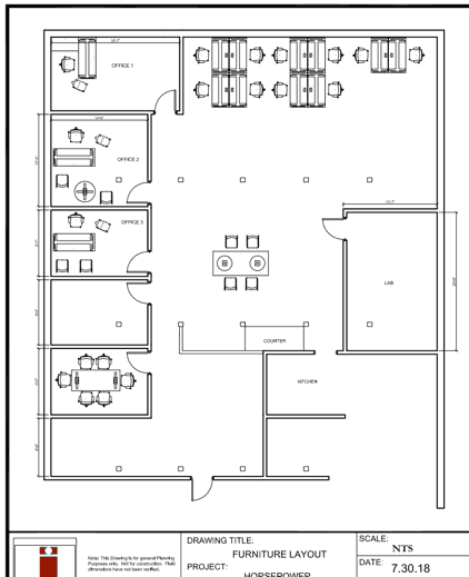 CAD drawing for office furniture layout