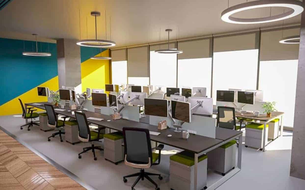 Open office bench workstations