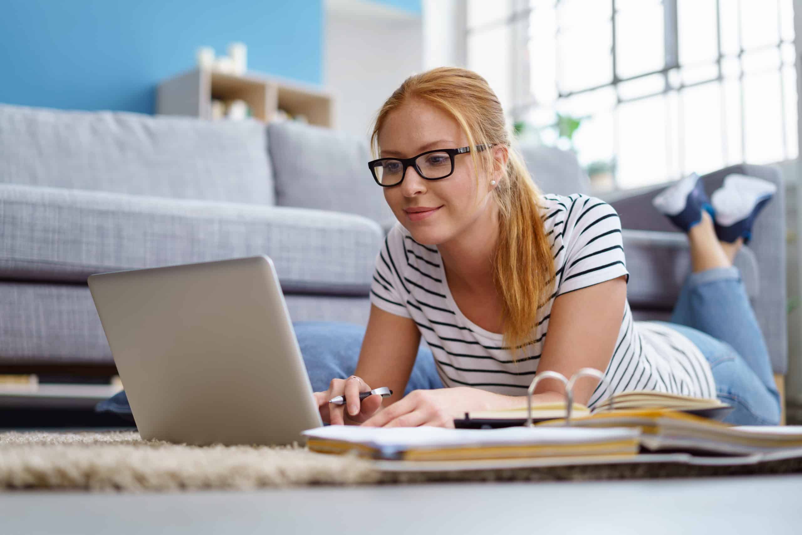 woman working from home on laptop