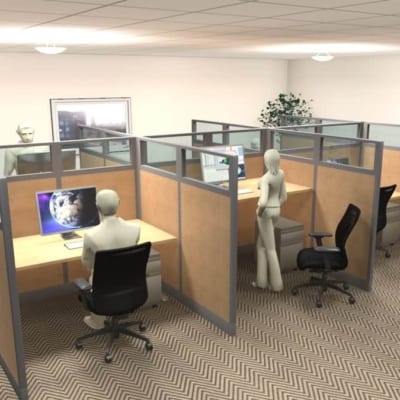 6 Person Laminate and Glass Workstation