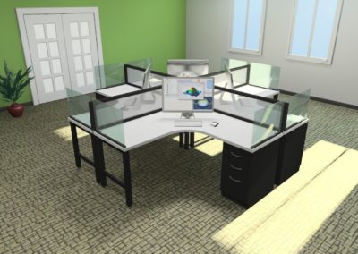 4 Person Desking Unit with Glass Screens