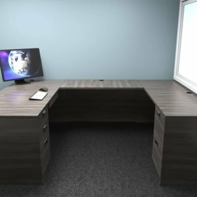 Office to go U-shaped Desk double pedestal