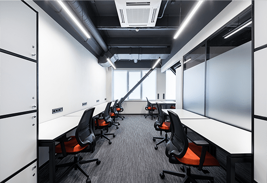 Office with dividers cubicles