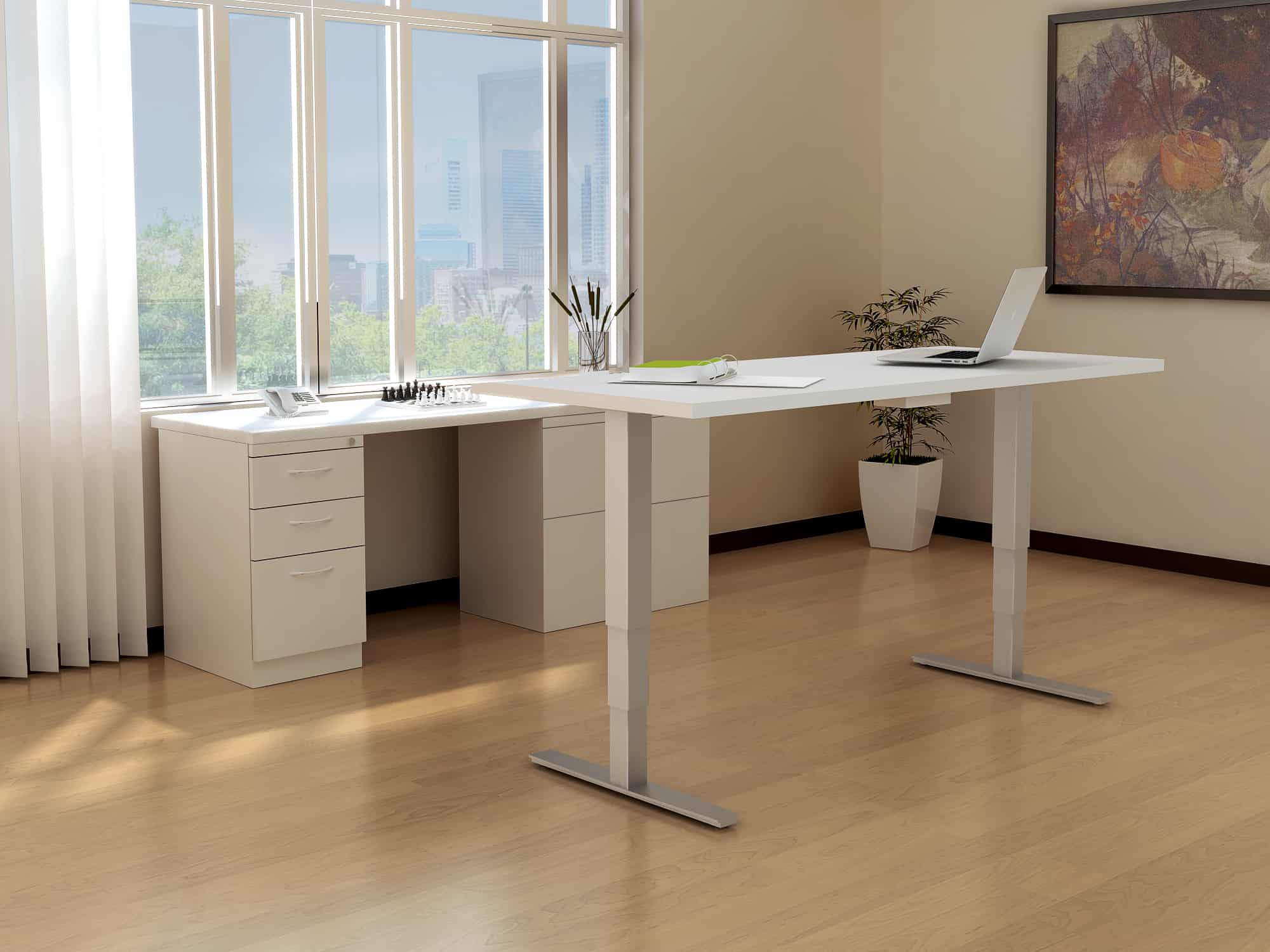adjustable-height desks