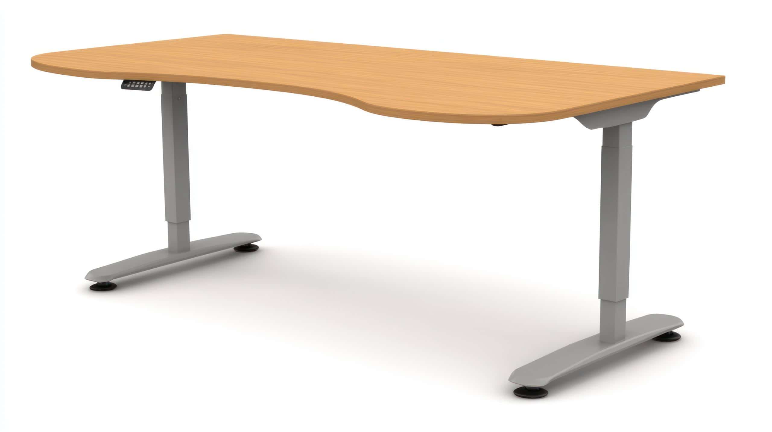 Curved height adjustable desk