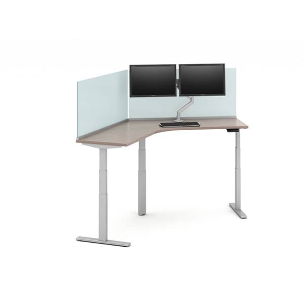 height adjustable L-shaped desk